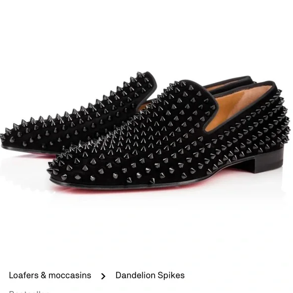 Christian Louboutin Black Spiked Loafers in well loved condition 38.5 - Picture 1 of 16